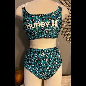 Hurley green animal print bikini set